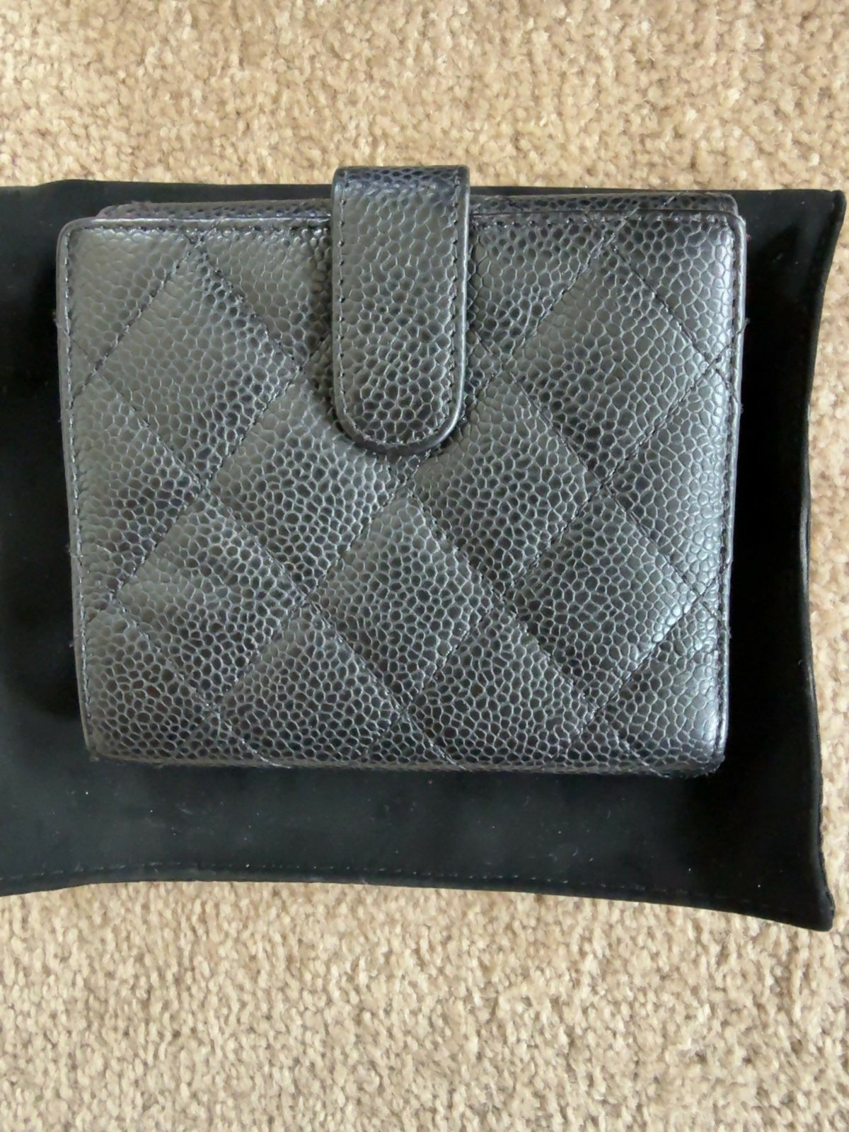 Chanel Classic Small Wallet Black Caviar Leather Gold Hardware