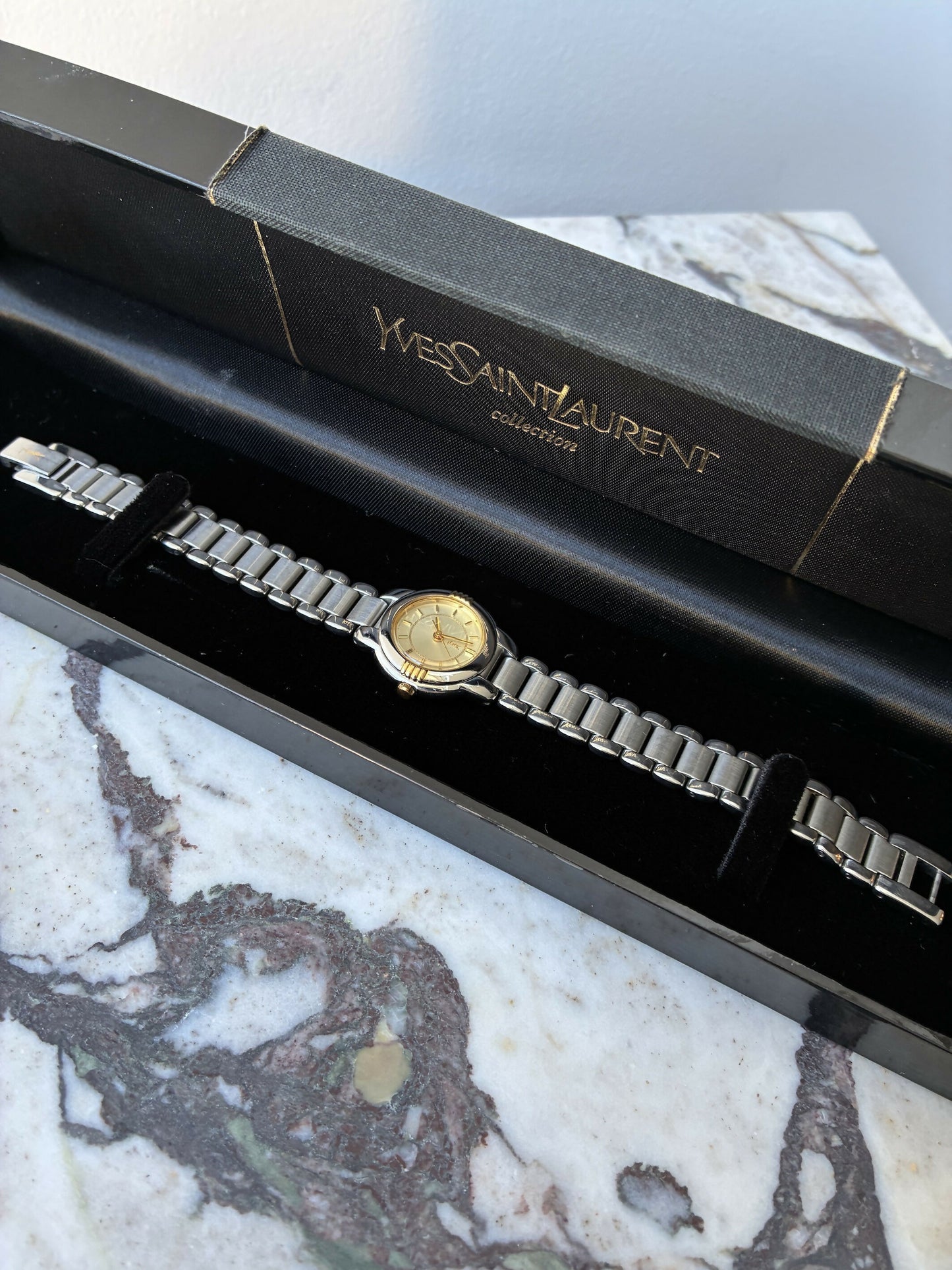 Yves Saint Laurent Bi-Tone Sunburst Dial Watch