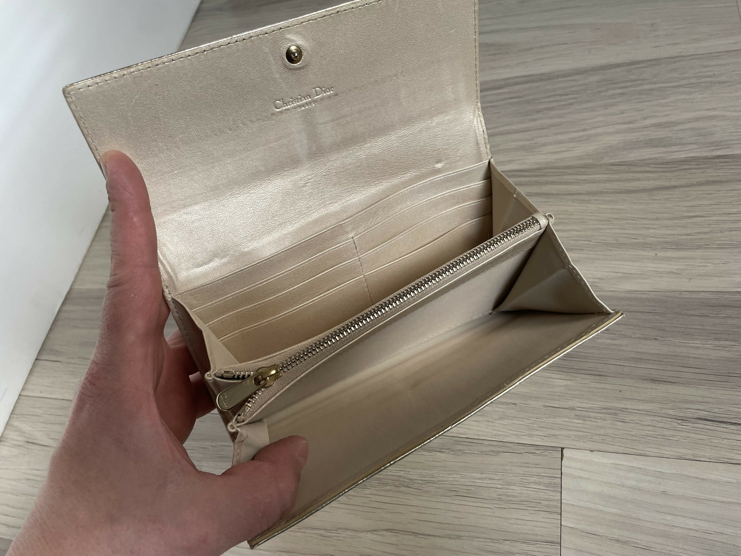 Dior gold wallet