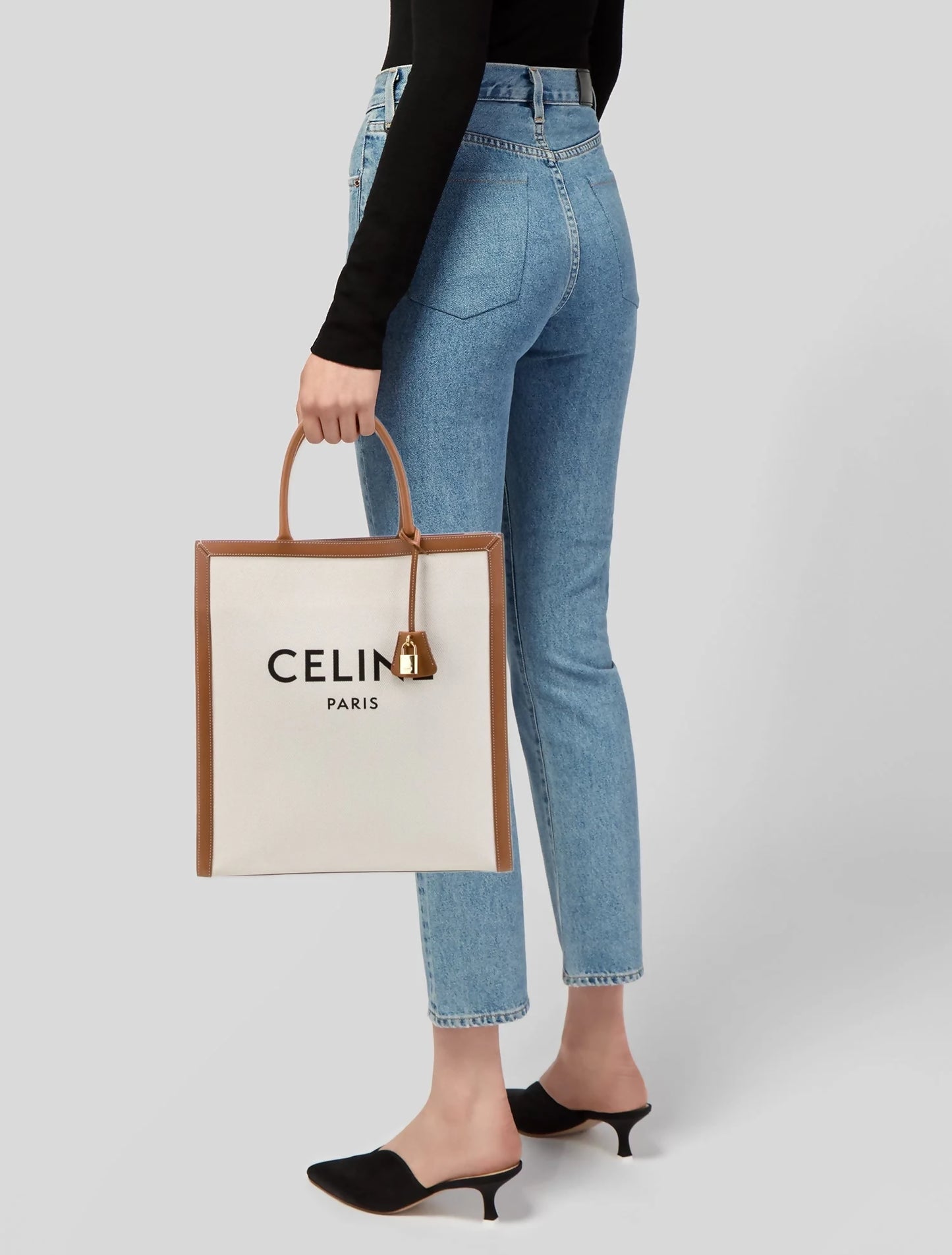Celine Vertical Cabas Tote Bag in Ivory Canvas