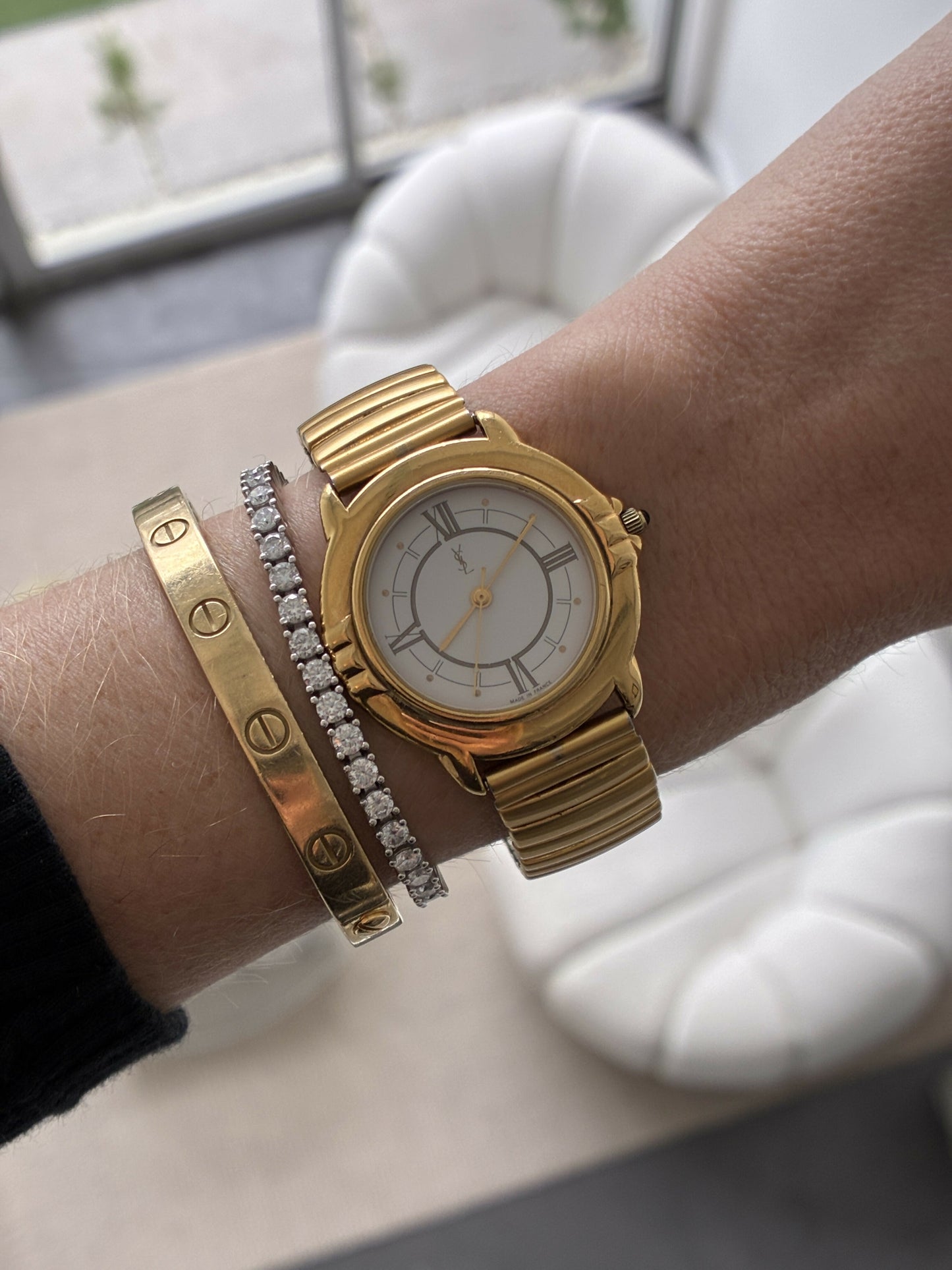 Yves Saint Laurent Bi-Tone Ribbon Link Watch