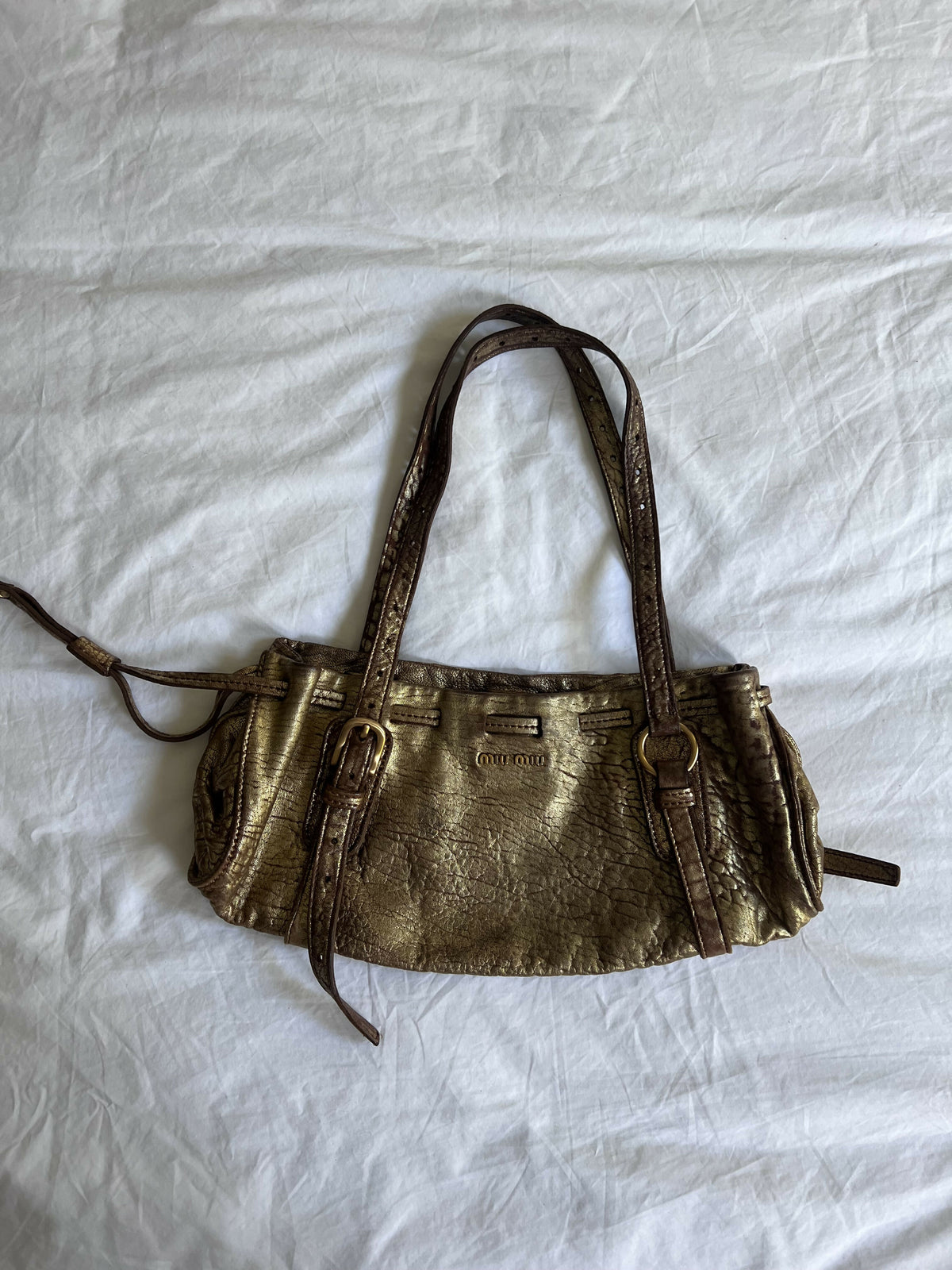 Vintage Miu Miu Gold Leather Bag