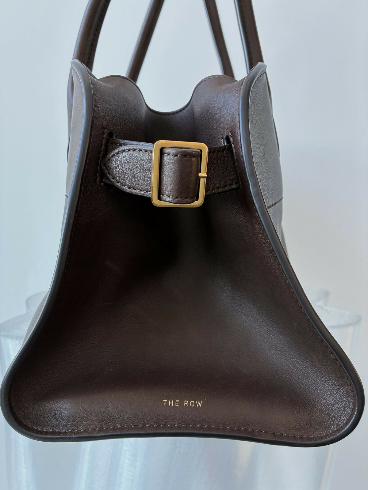 The Row East-West Margaux Dark Brown Leather Bag