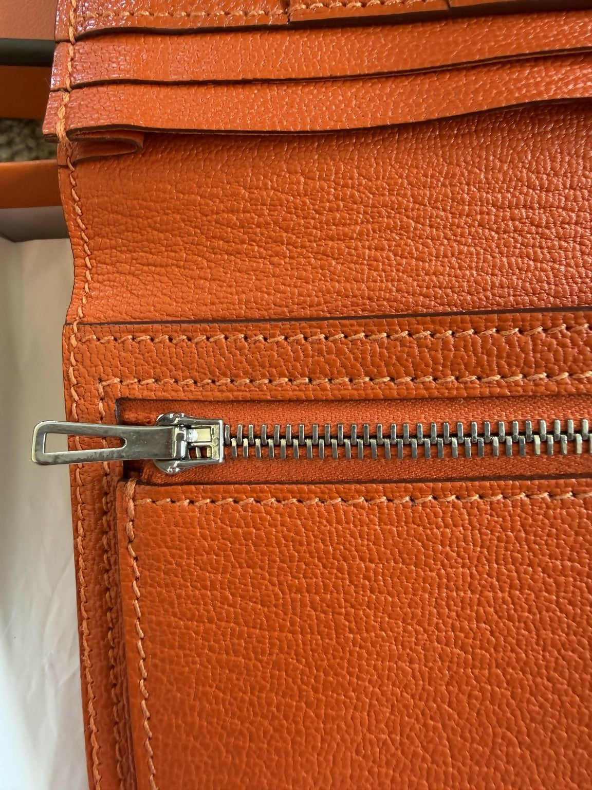 Hermès Bearn Wallet Orange Epsom Leather with Box