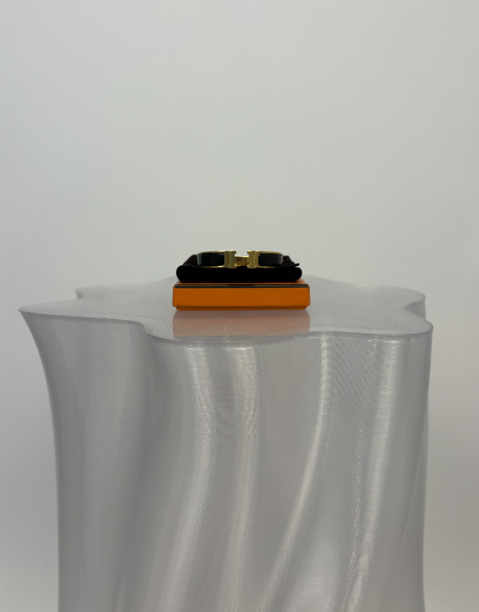 Hermès Gold Plated Clic H Bracelet in Black Enamel - FULL SET