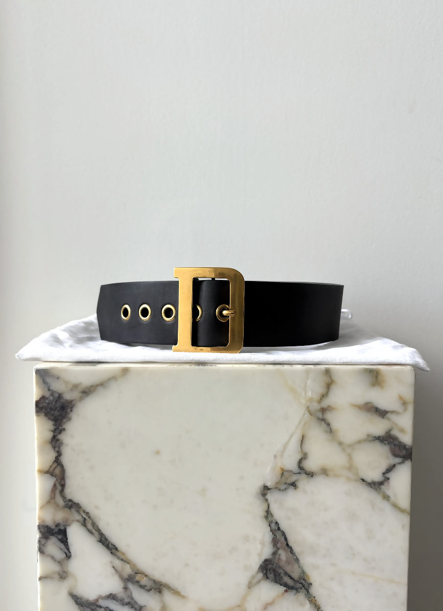 Christian Dior Diorquake D Buckle Leather Belt