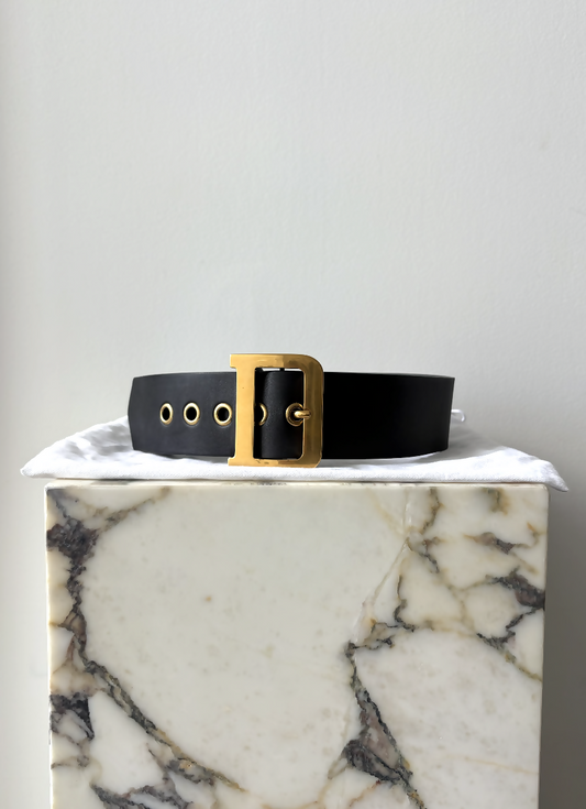 Christian Dior Diorquake D Buckle Leather Belt