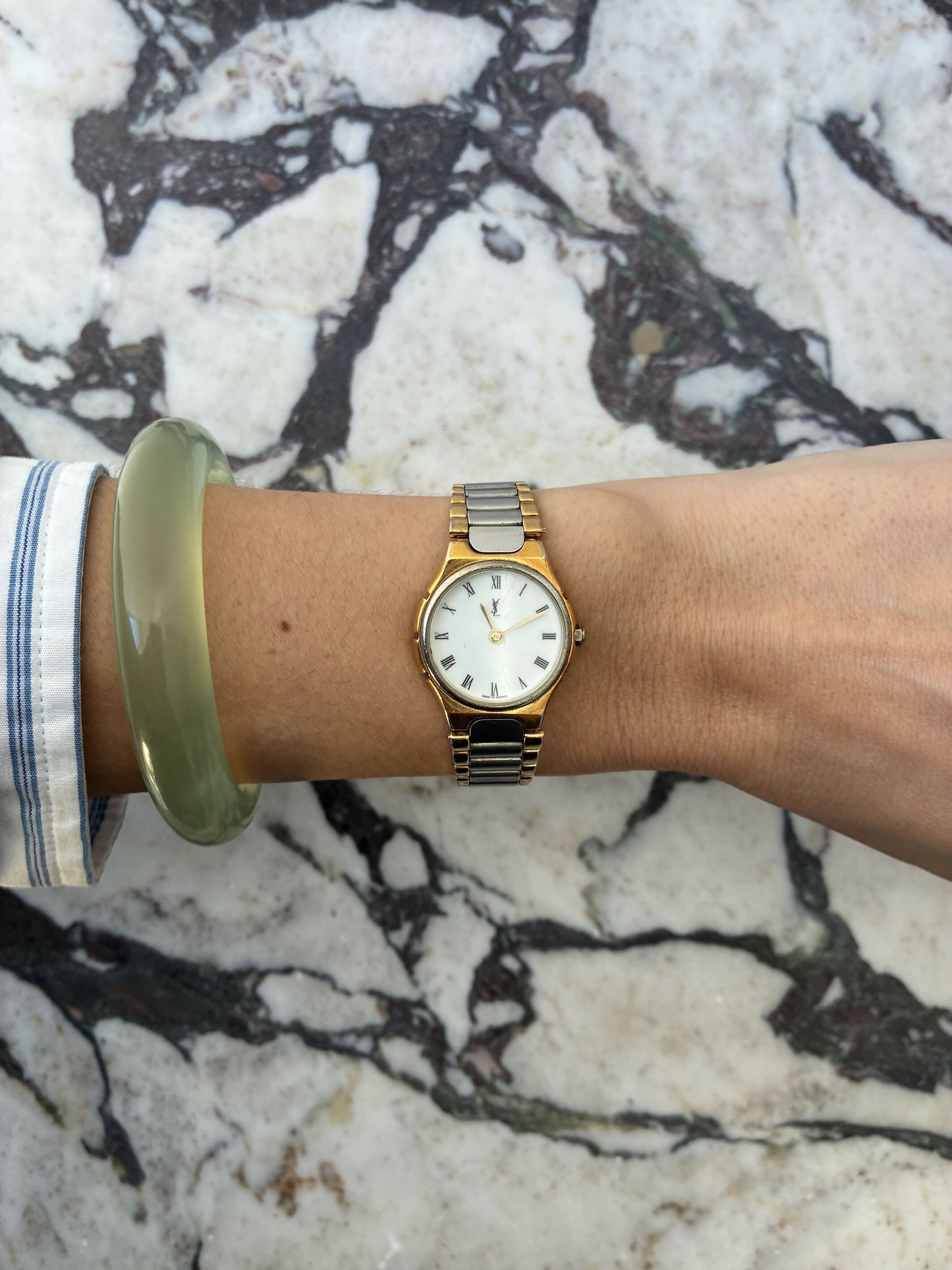 Yves Saint Laurent Bi-Tone Roman Dial Watch
