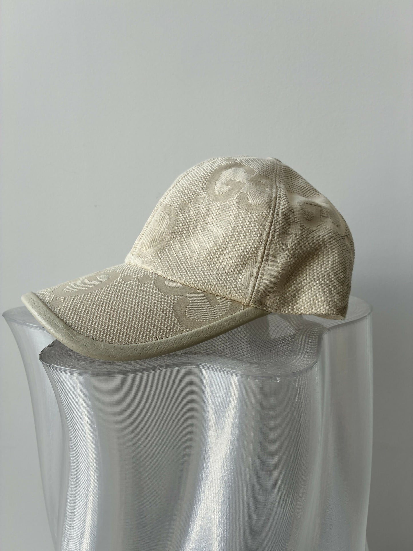 Gucci Jumbo GG Cream Canvas Baseball Cap