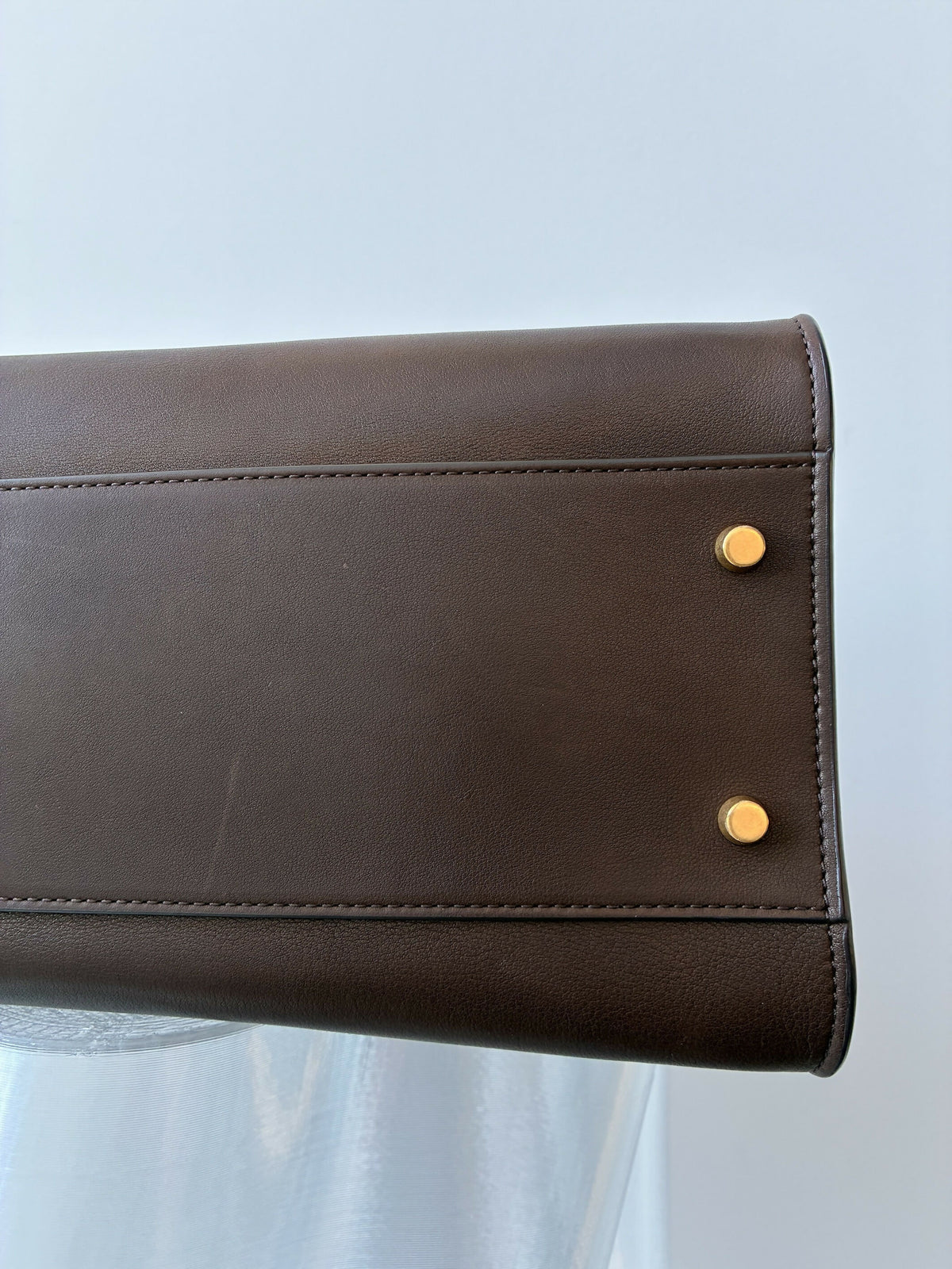The Row East-West Margaux Dark Brown Leather Bag