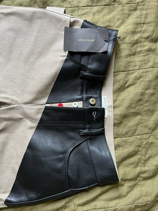 Bottega Veneta Leather Linen Pants - NEW WITH TAGS Size 8