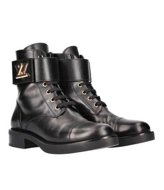  Louis Vuitton Wonderland Ranger Boots in Black Leather - FULL SET