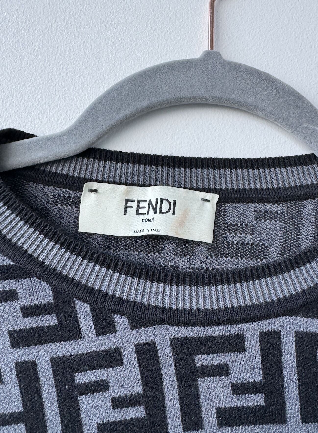 Fendi Grey/Black Monogram Knit Pullover