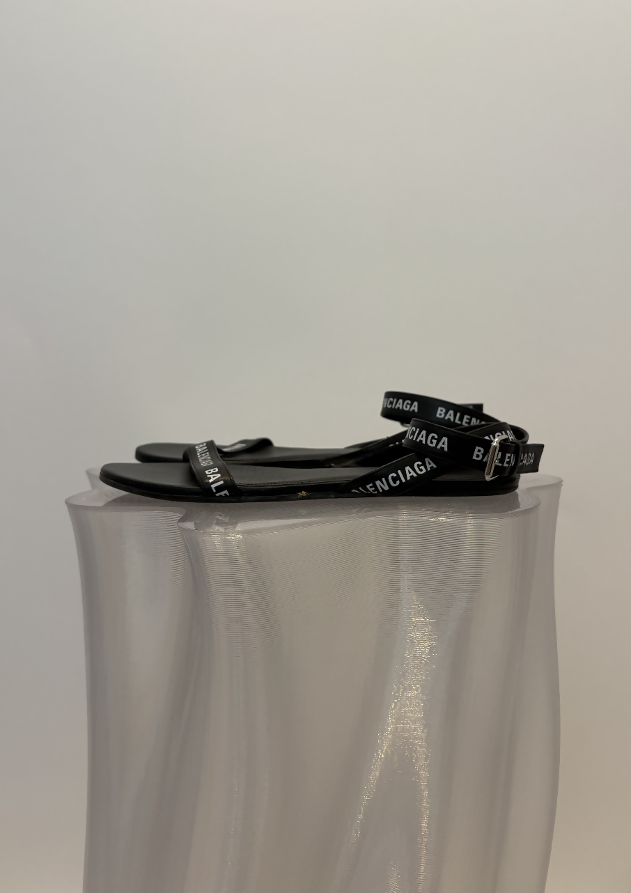 Balenciaga Strappy Black Logo Sandals