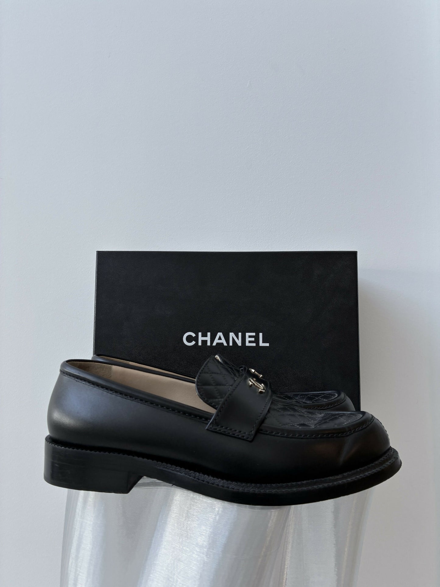 Chanel Black Quilted Leather Loafers - FULL SET