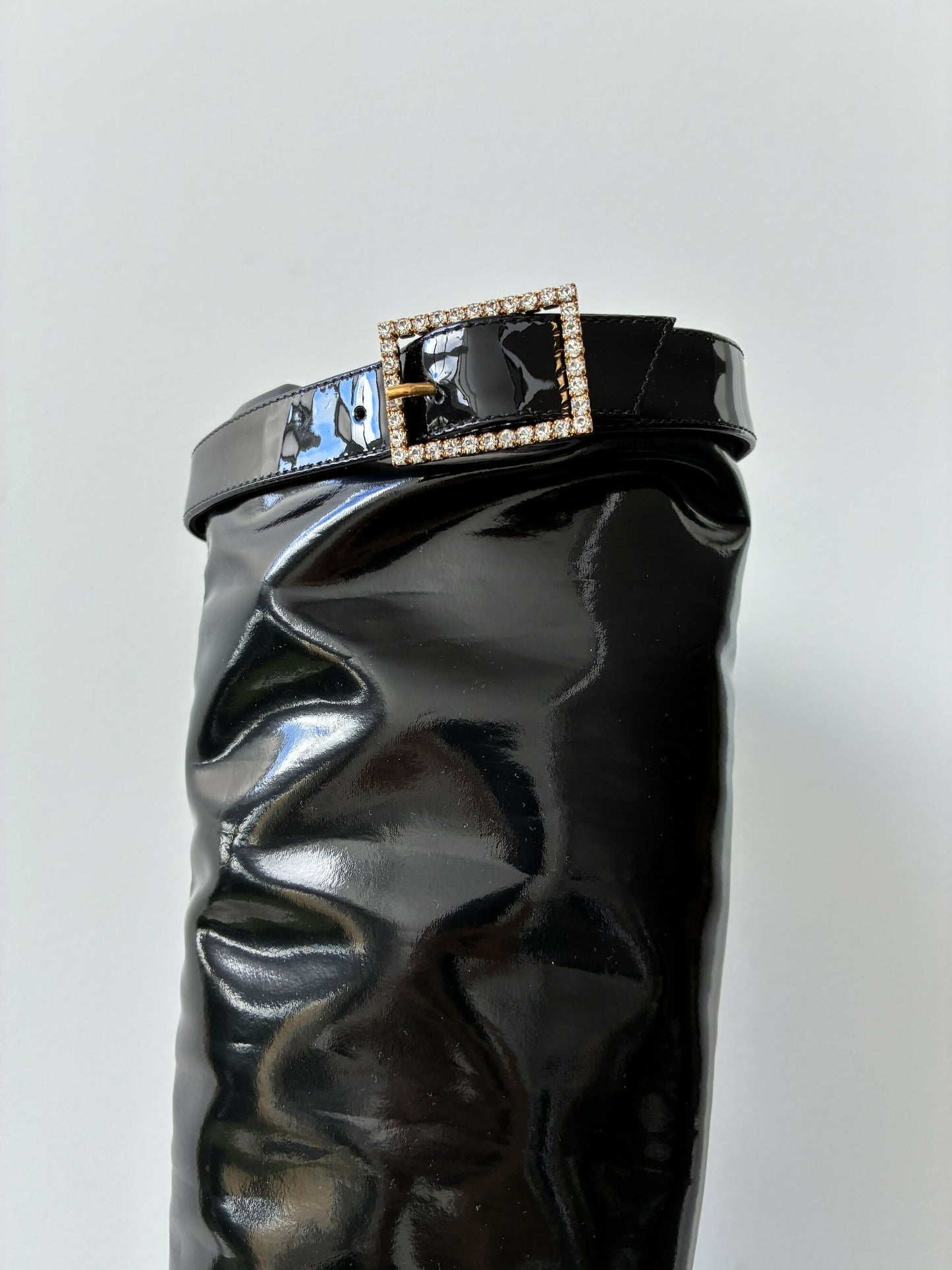 SAINT LAURENT Patent Stretch Crystal Buckle Lala - FULL SET