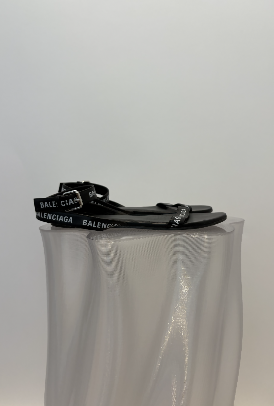Balenciaga Strappy Black Logo Sandals