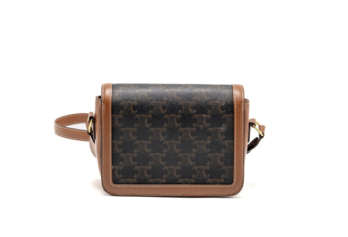 Celine Teen Triomphe Bag Triomphe Calfskin/Canvas Brown