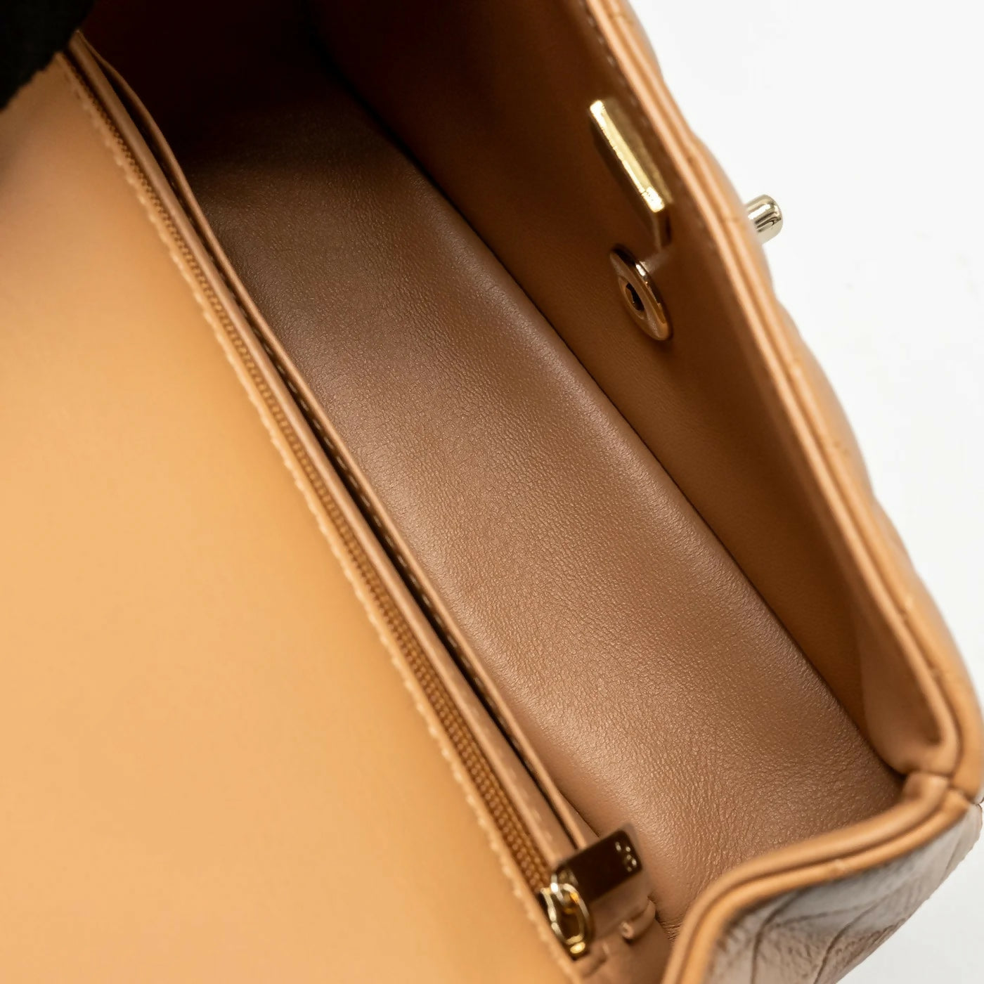 Chanel Top Handle Mini Rectangular Flap Bag Lambskin Caramel LGHW (microchip)