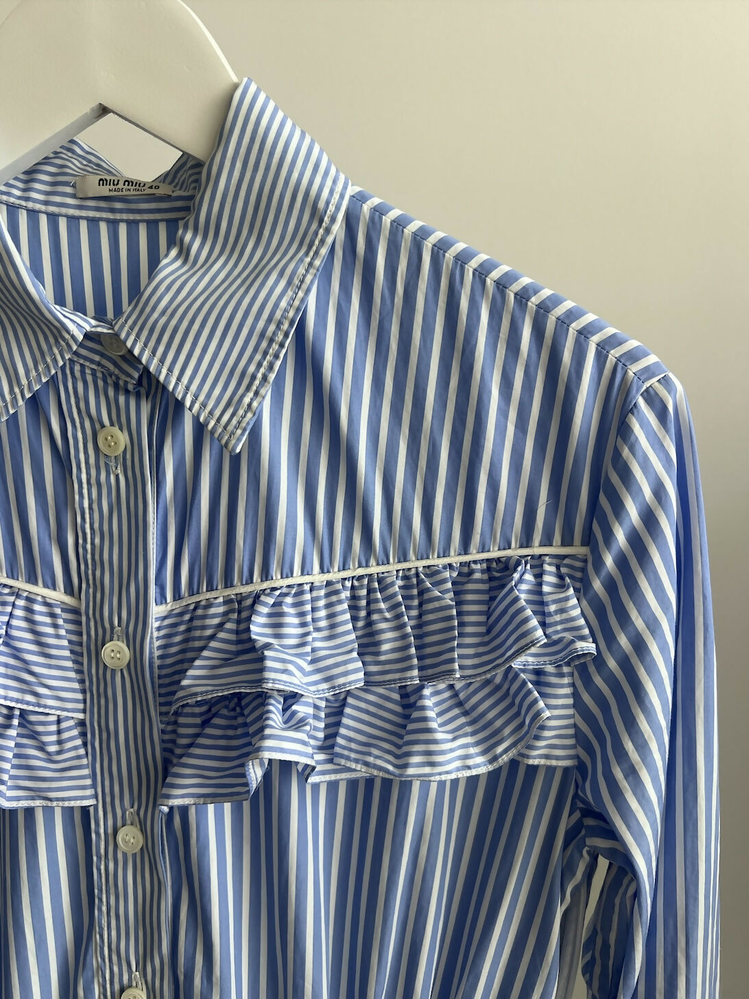 Miu Miu - Long sleeve blue and whites stripped summer dress