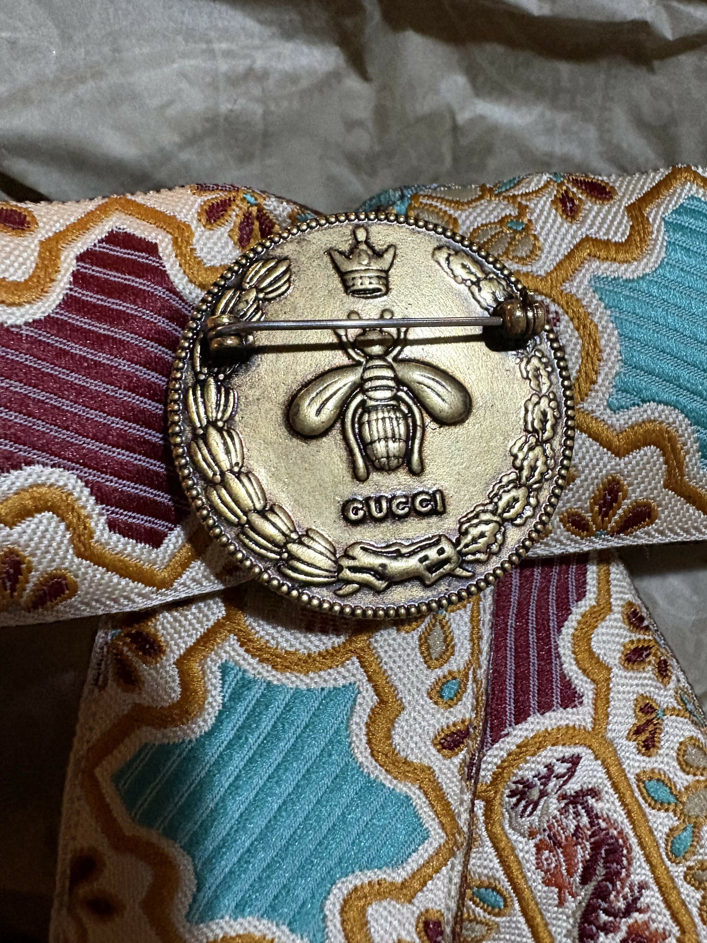 Gucci Jacquard Bow Brooch