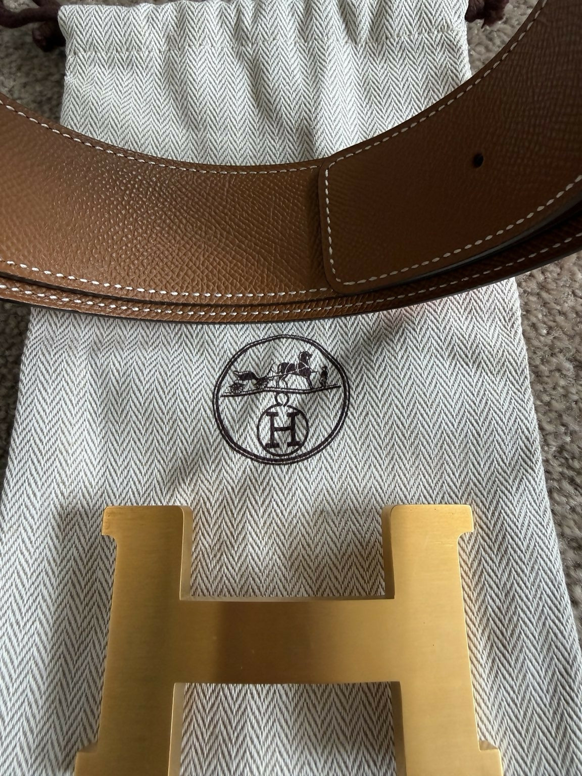 Hermès Constance 38mm Reversible Matte Gold Belt