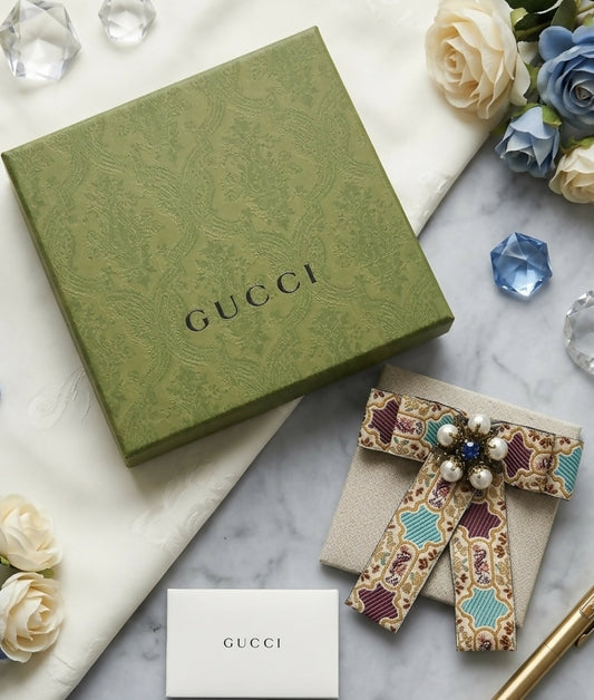 Gucci Jacquard Bow Brooch