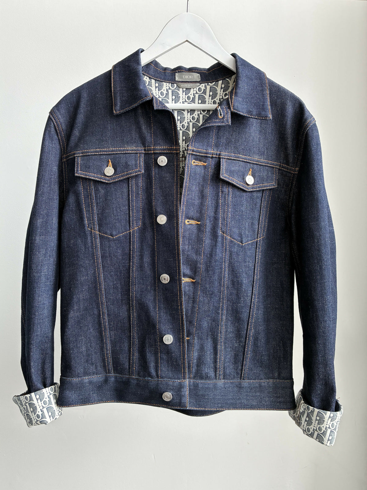 Dior Navy Blue Oblique Raw Denim Jacket