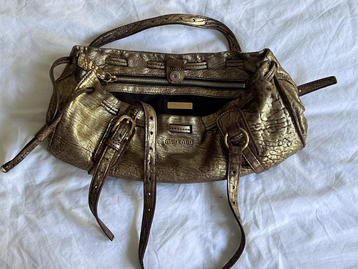 Vintage Miu Miu Gold Leather Bag