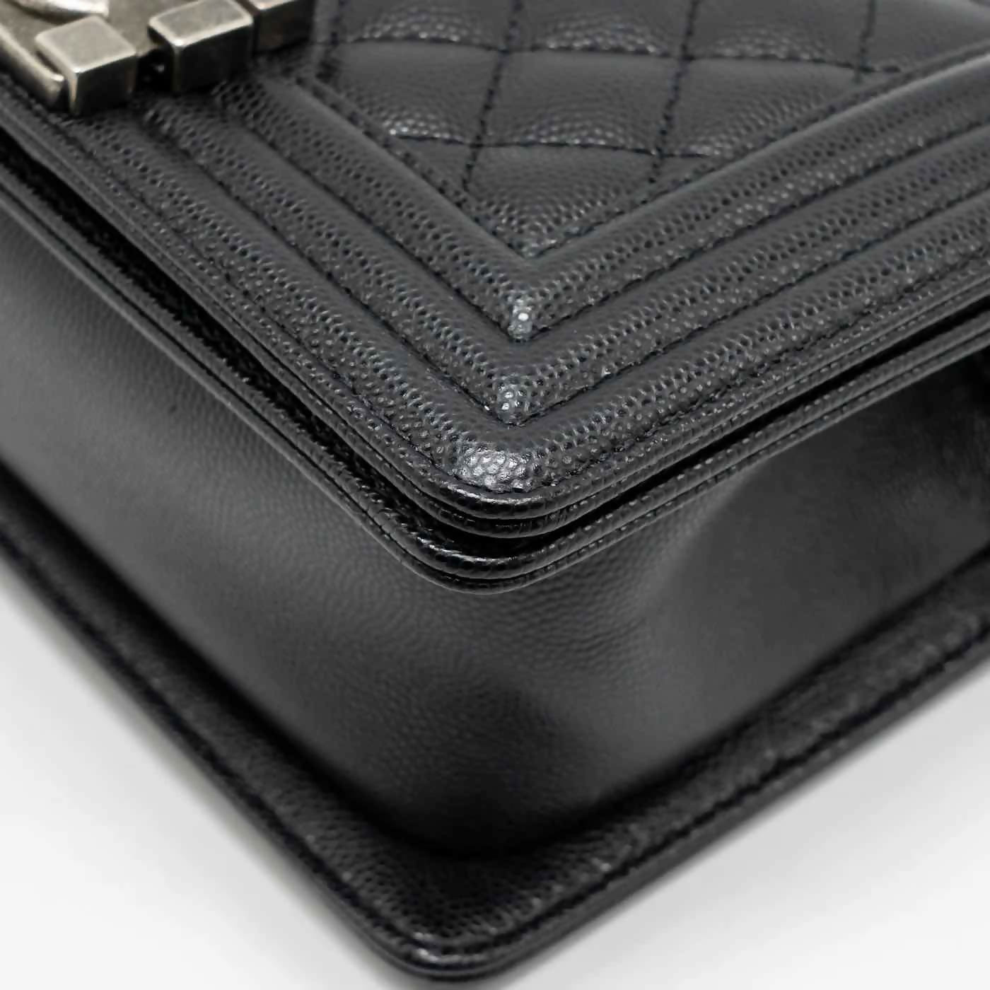 Chanel Small Boy Bag Caviar Black SHW (Microchip)