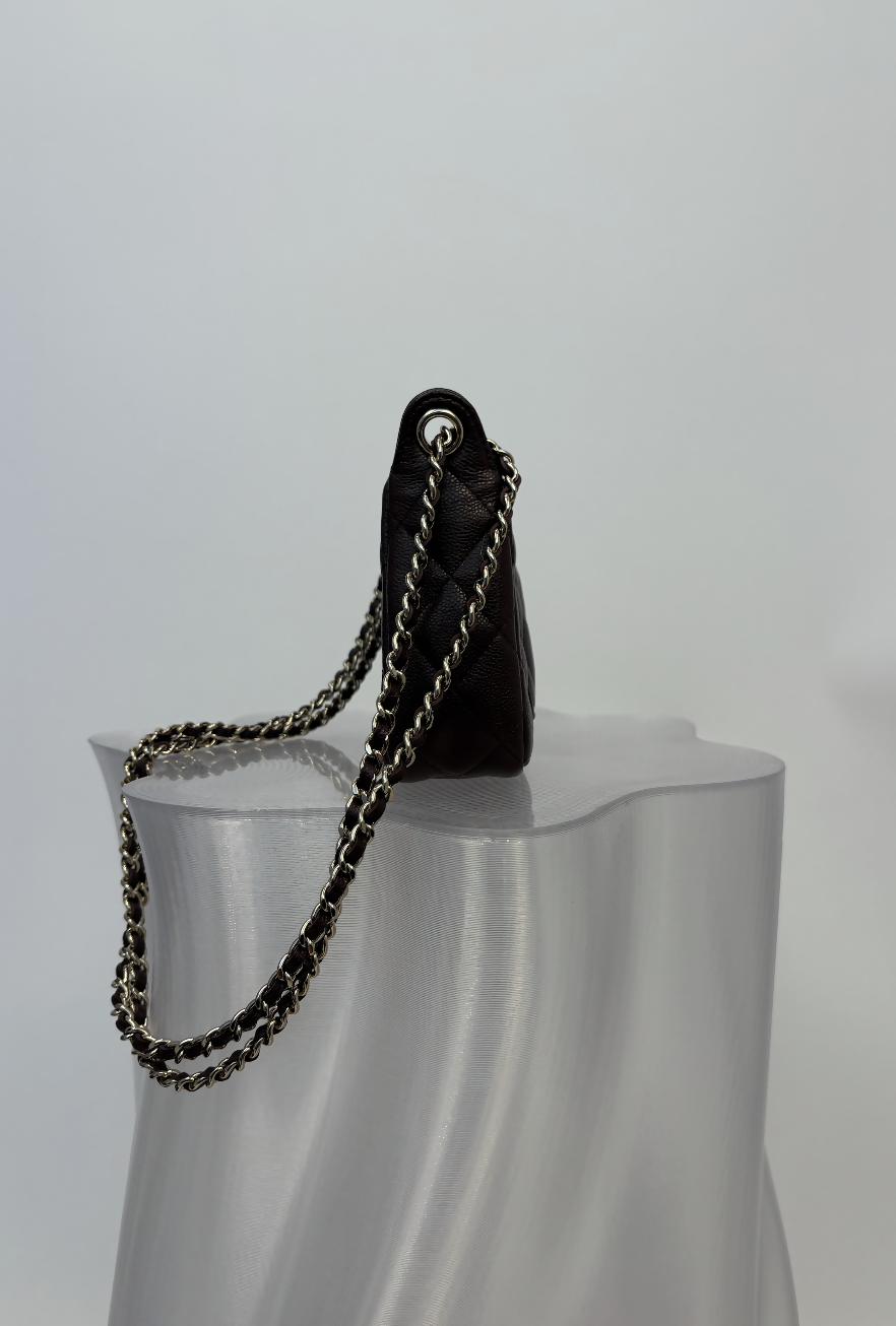 Chanel Quilted Caviar Clutch with Chain in Burgundy