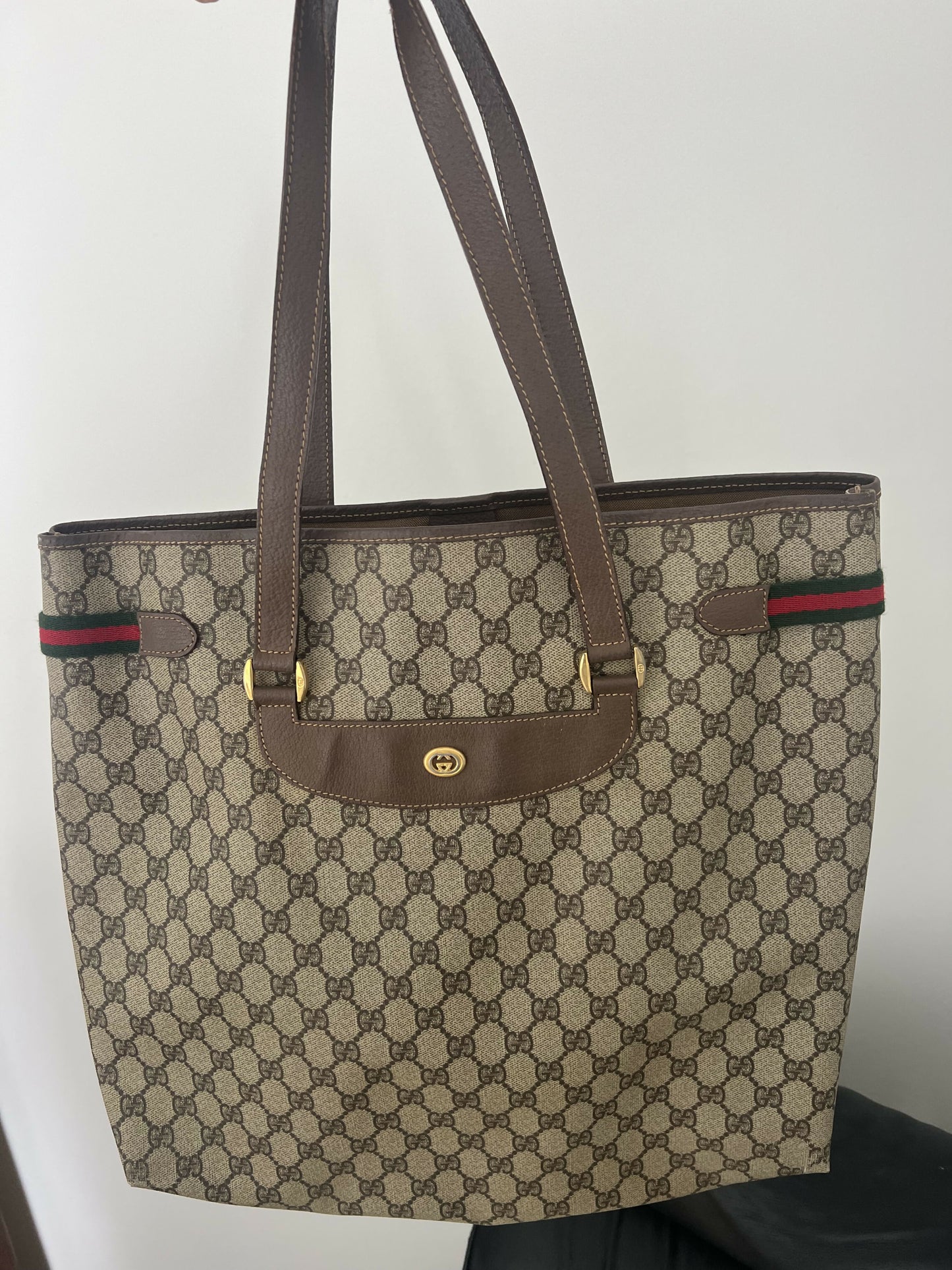 Authentic Gucci GG Supreme Sherry Line Tote – Brown
