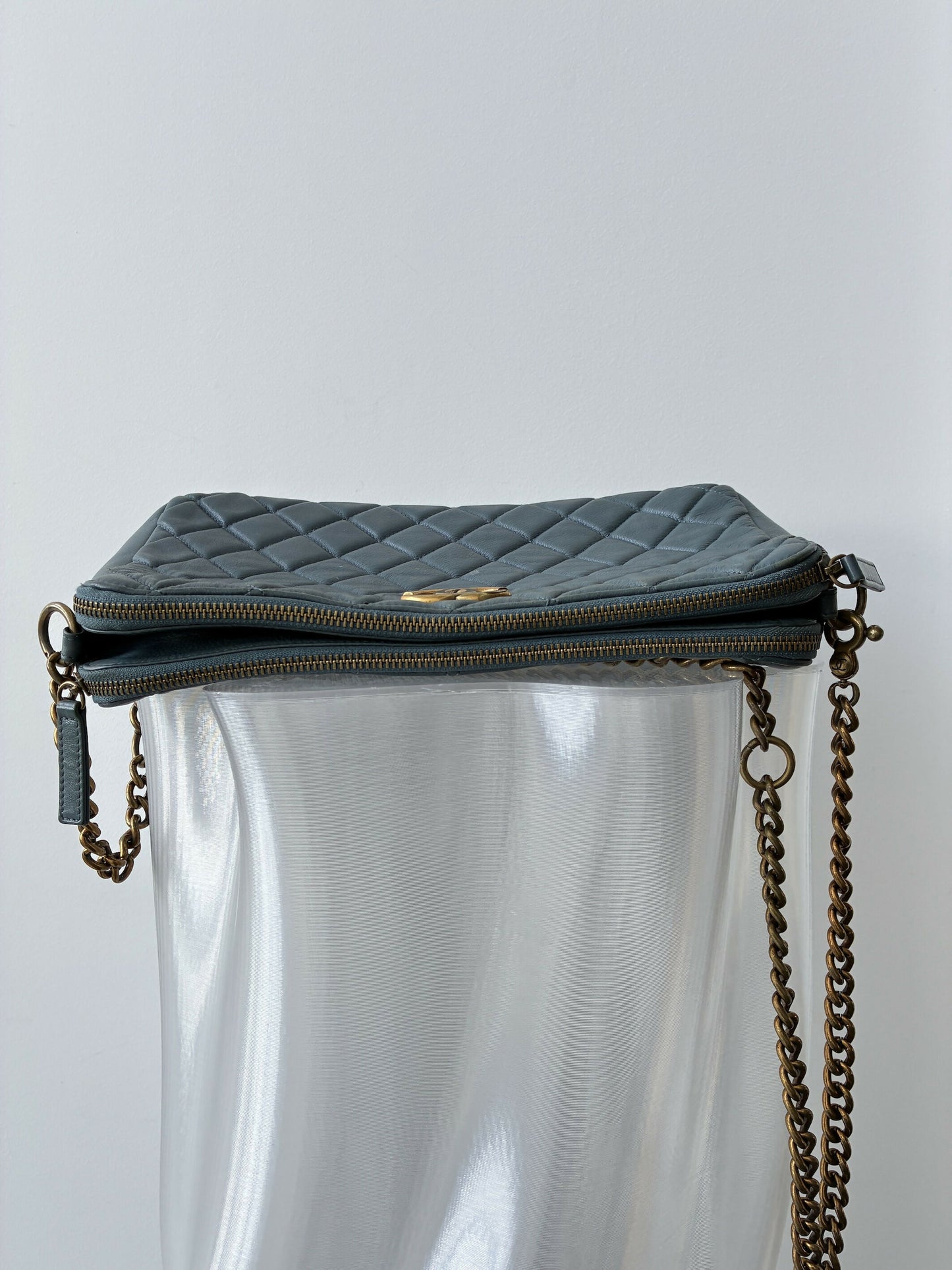 Chanel Matelassé Chain Shoulder Bag in Blue Leather