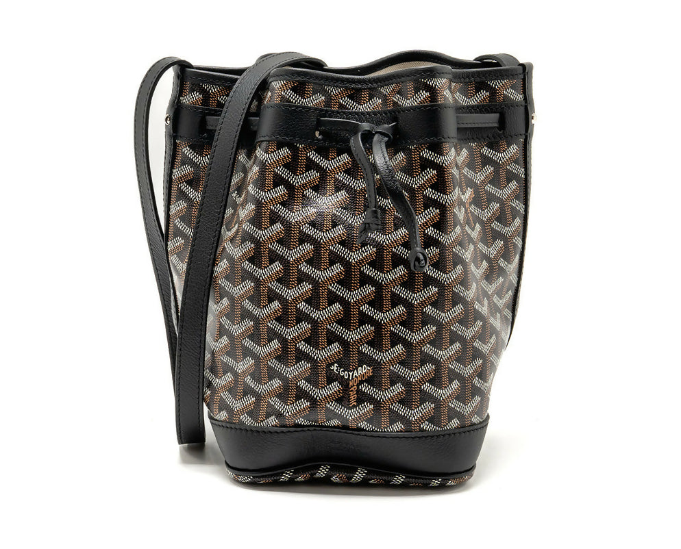 Goyard Petit Flot Bucket Bag Goyardline Canvas Black SHW