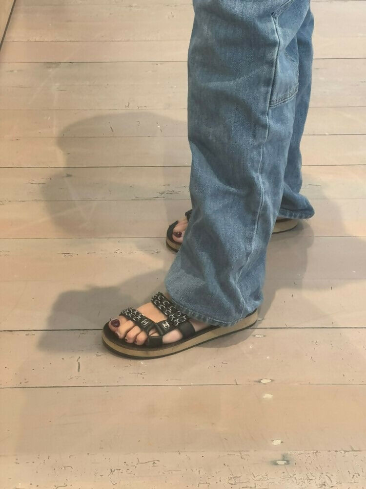 Chanel Silver Chain Sandals