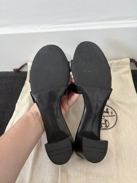 Hermes Oasis Noir Block-Heel Mules
