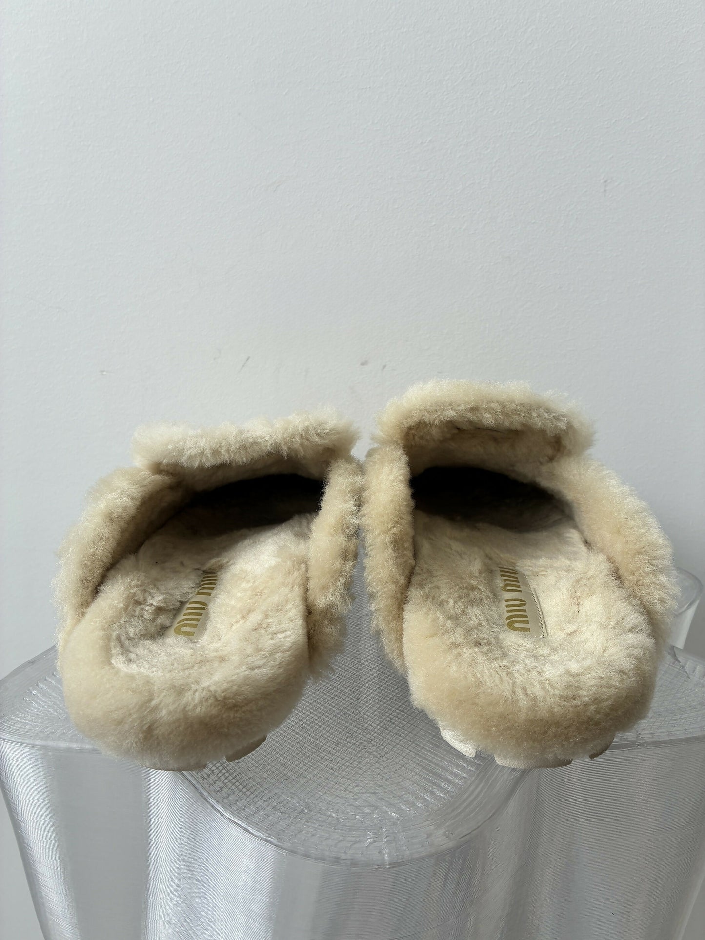 Miu Miu Shearling-Lined Suede Mules