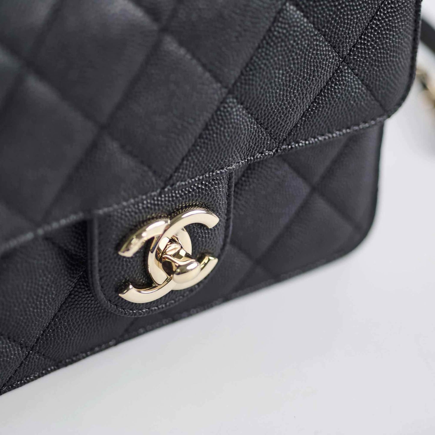 Chanel 22C Caviar Zip Mini Flap Bag Black