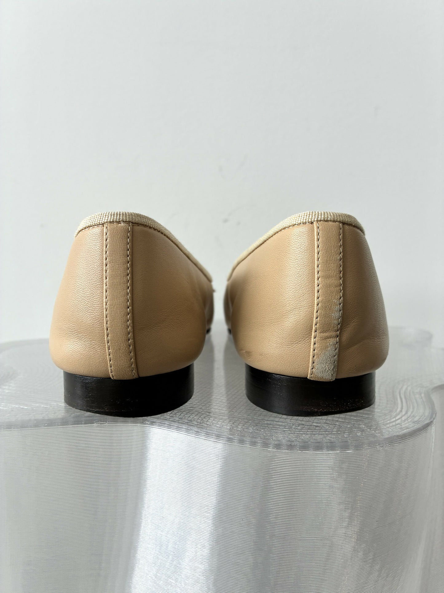 Chanel Beige & Black Ballet Flats