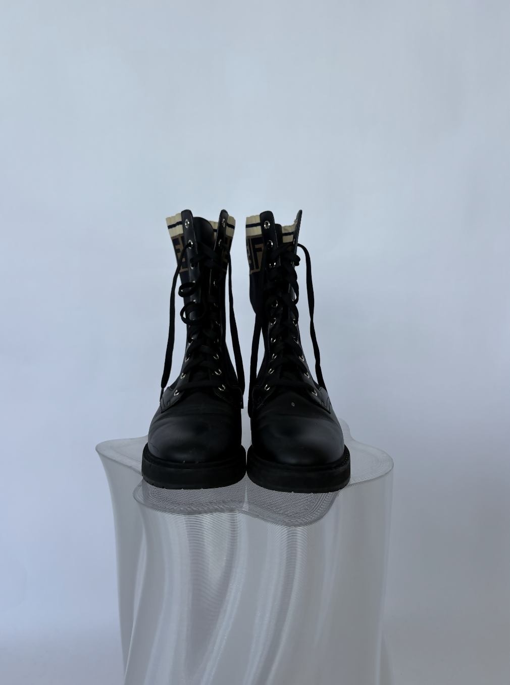 FENDI Tronchetto Knitted Combat Boots - FULL SET