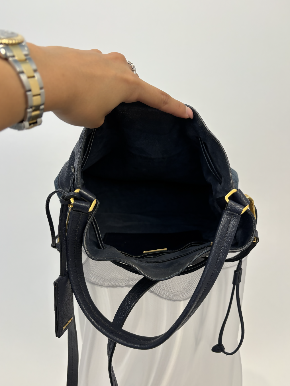 Miu Miu Denim and Leather Bucket Bag