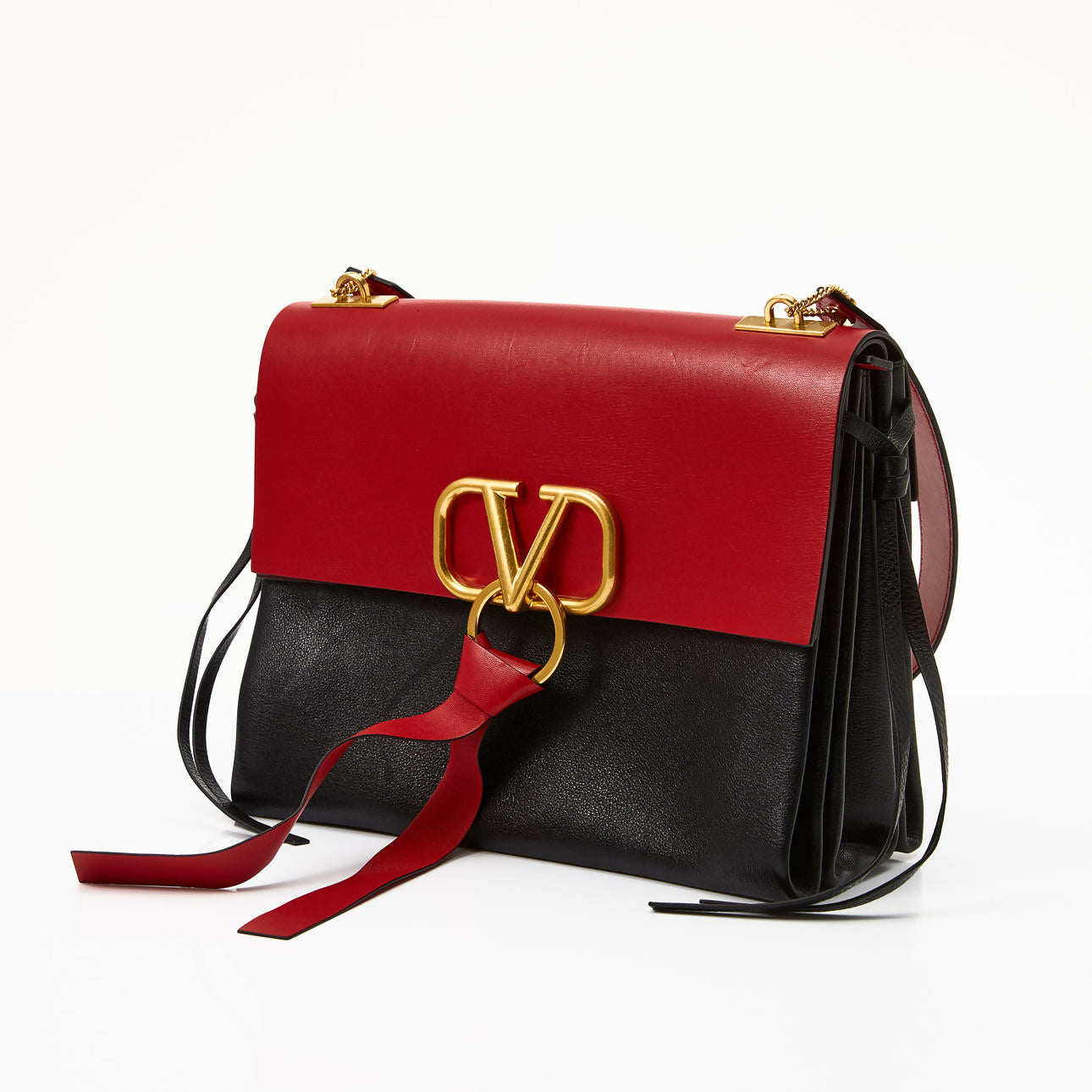 Valentino Garavani VRING Medium Colorblock Leather Shoulder Bag