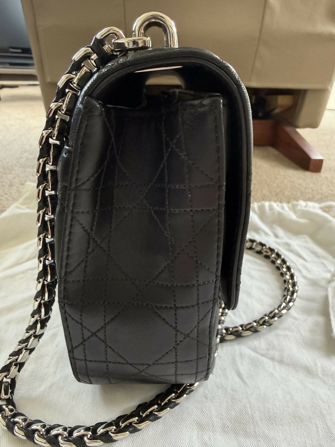 Christian Dior New Lock Medium Shoulder Bag – Black Cannage Lambskin