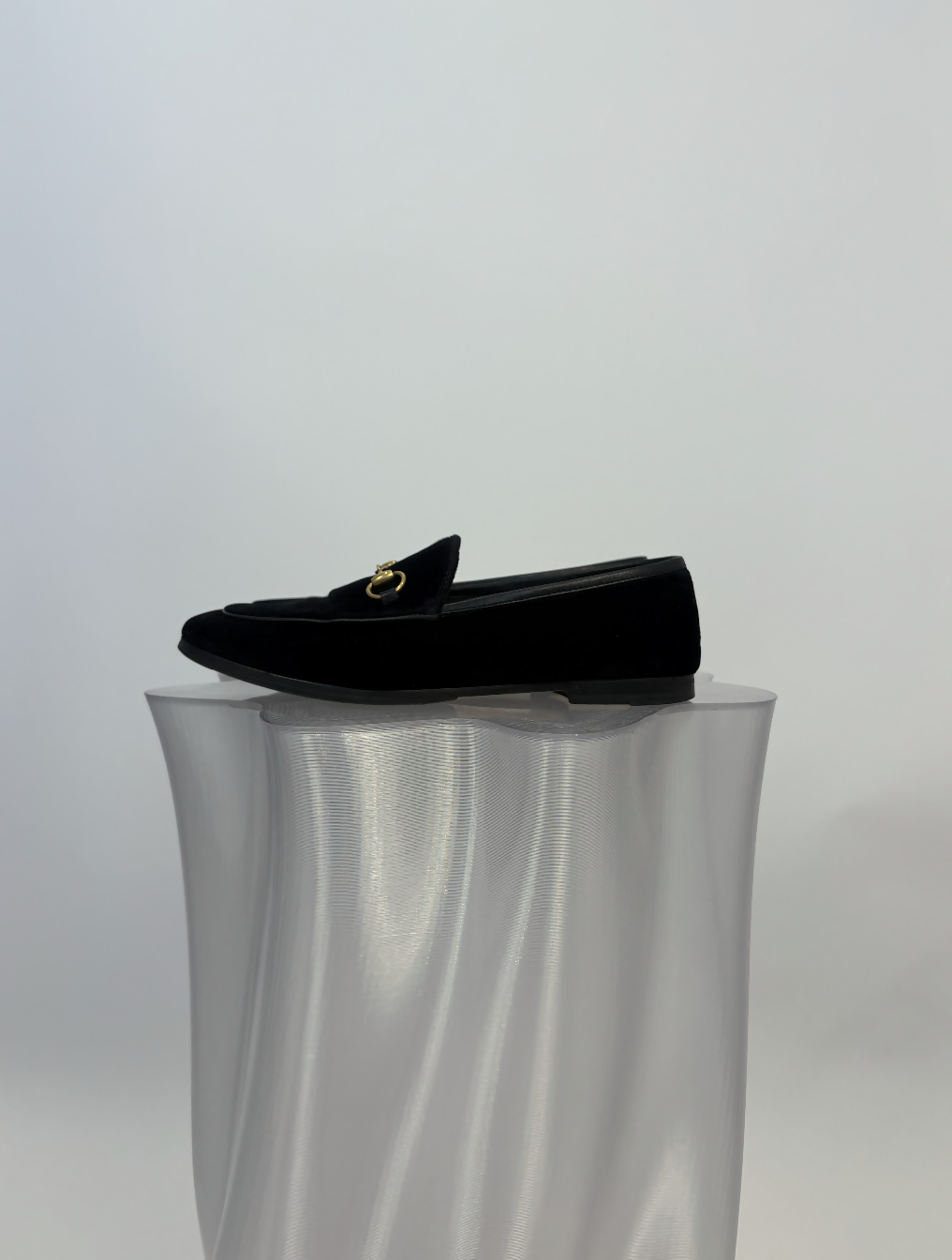 Gucci “Jordaan” Velvet Loafers in Black with Gold Hardware - FULL SET