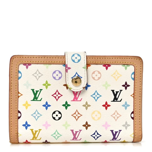 Louis Vuitton Takashi Murakami White Multicolore Wallet Card Holder Coin Purse
