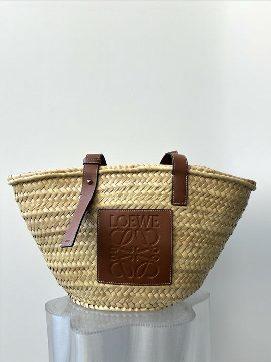 Loewe Medium Leather-Trimmed Basket Tote