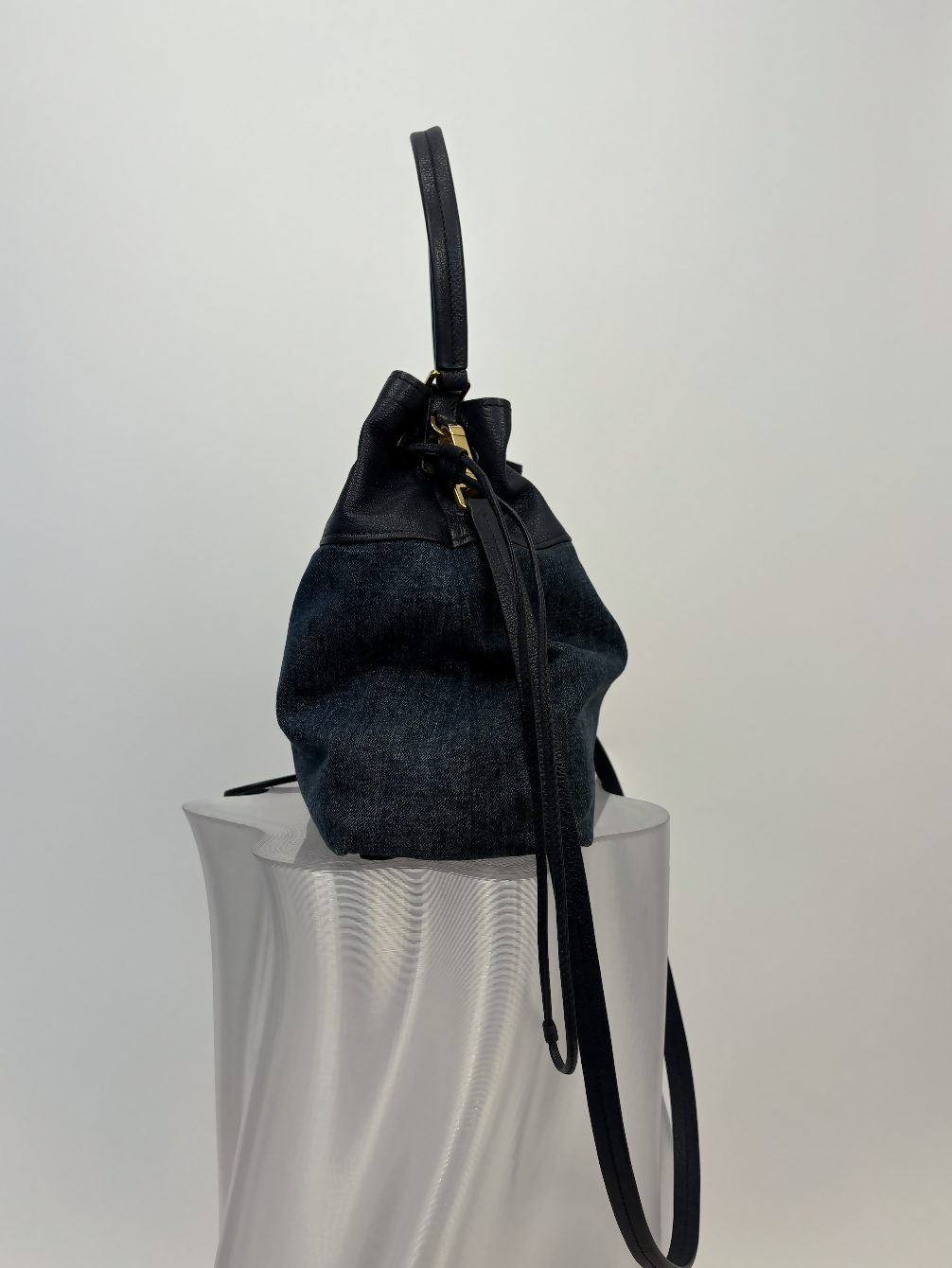 Miu Miu Denim and Leather Bucket Bag
