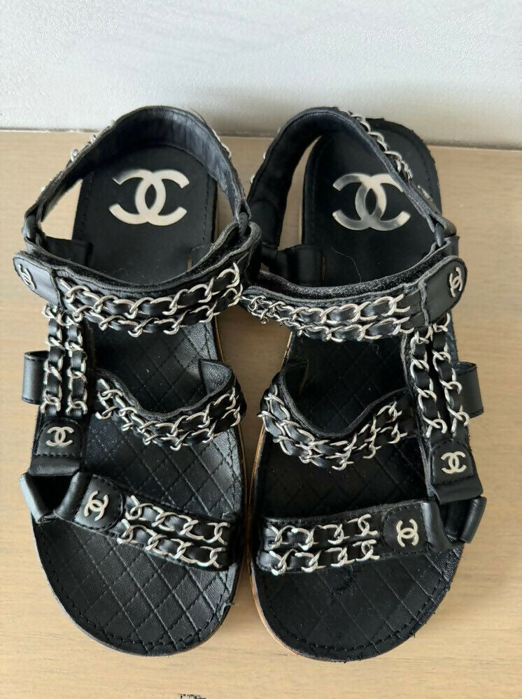 Chanel Silver Chain Sandals