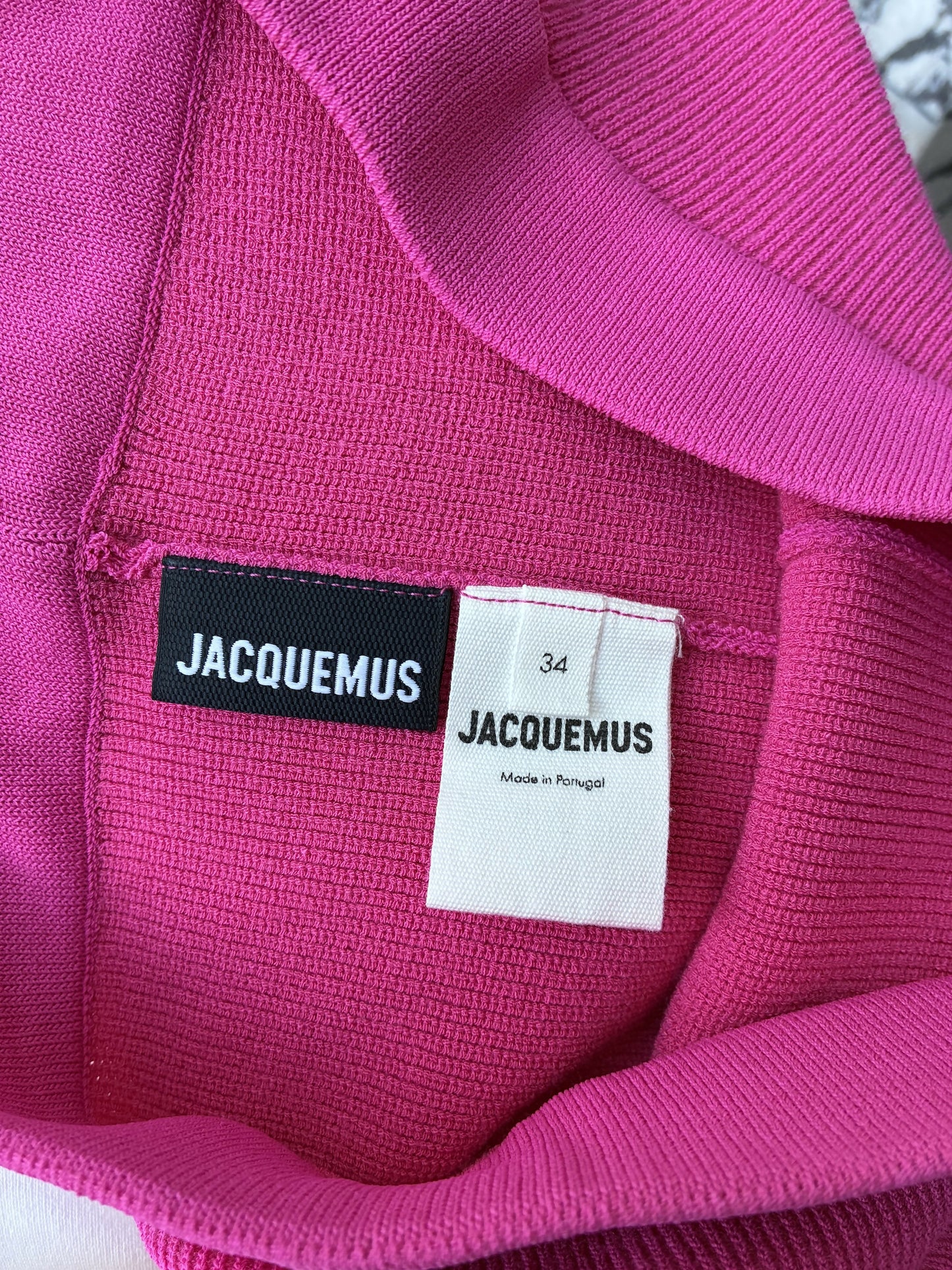 Jacquemus High Waist Knitted Shorts in Bright Pink