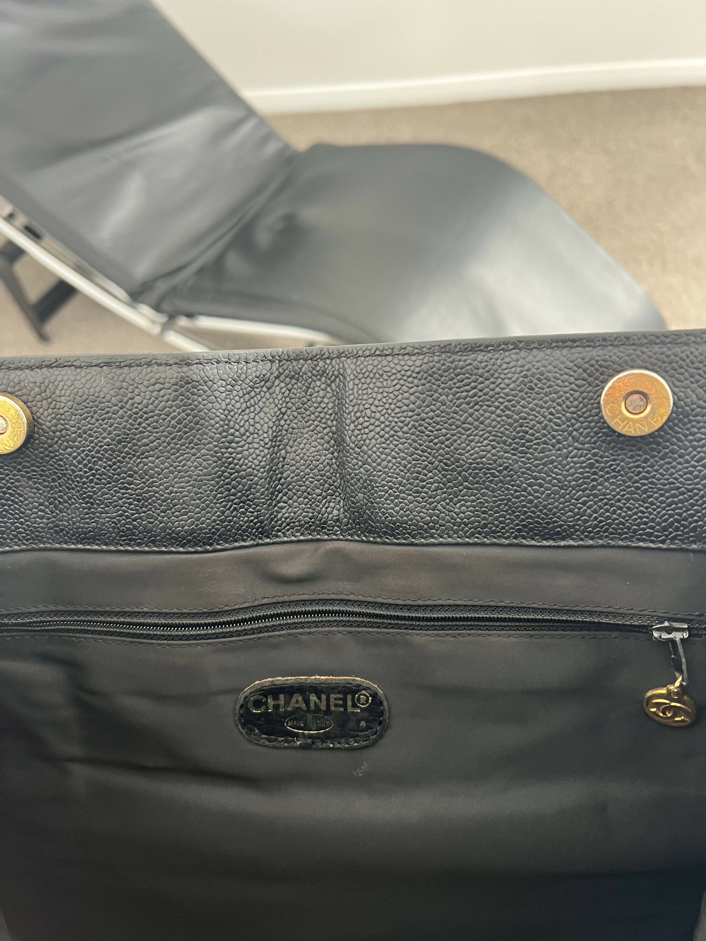 Chanel CC Chain Tote, in Caviar Leather in Black with Gold-Suffused Alloy Hardware